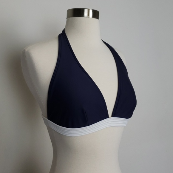La Blanca Blue & White Halter Top Size 14 - Picture 3 of 8